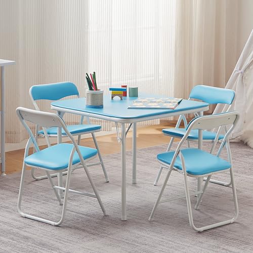 Kids Folding Activity Table and Chairs 5 Piece Set Black Y5819