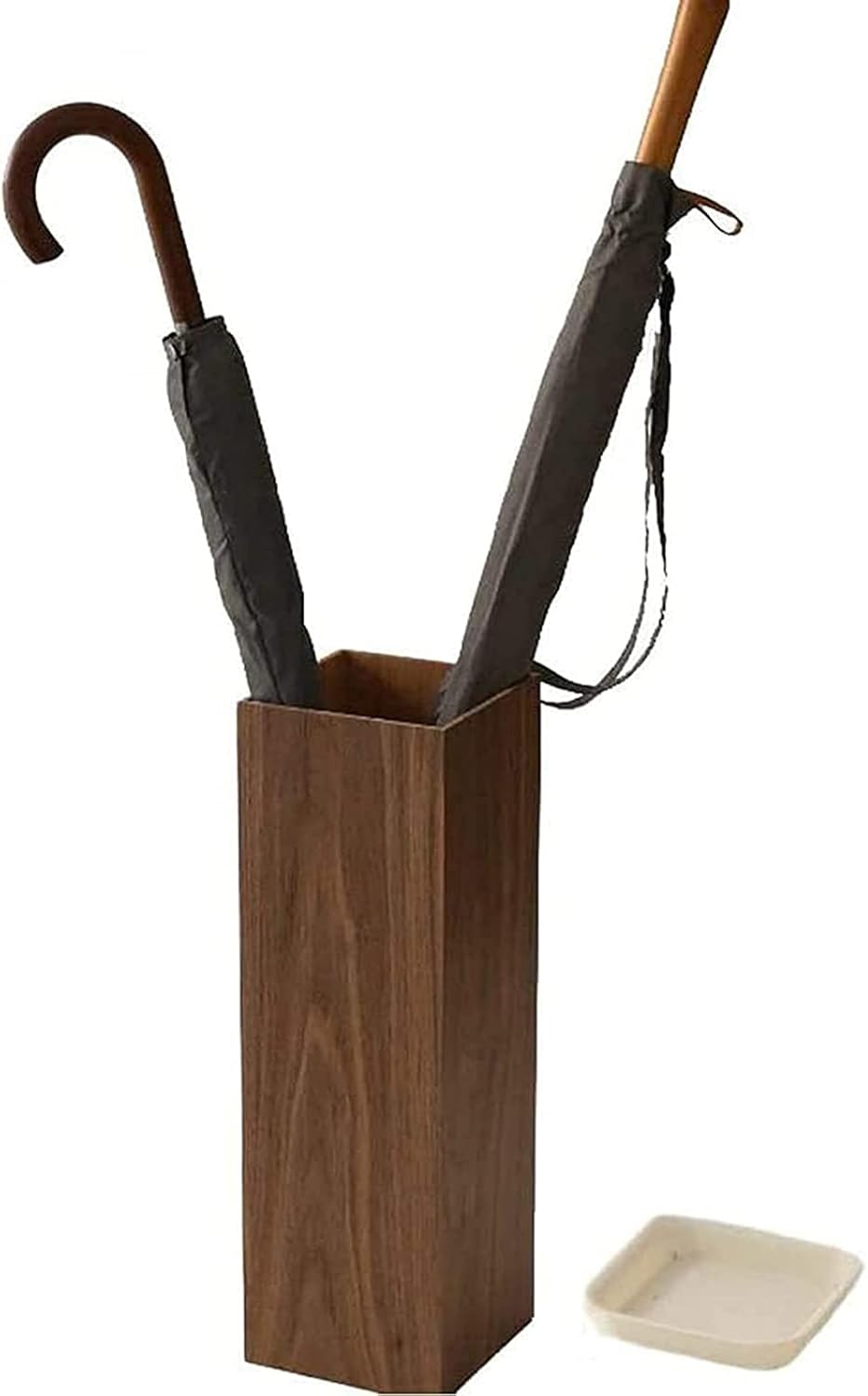 Walnut Wood Umbrella Stand with Drip Tray E12045