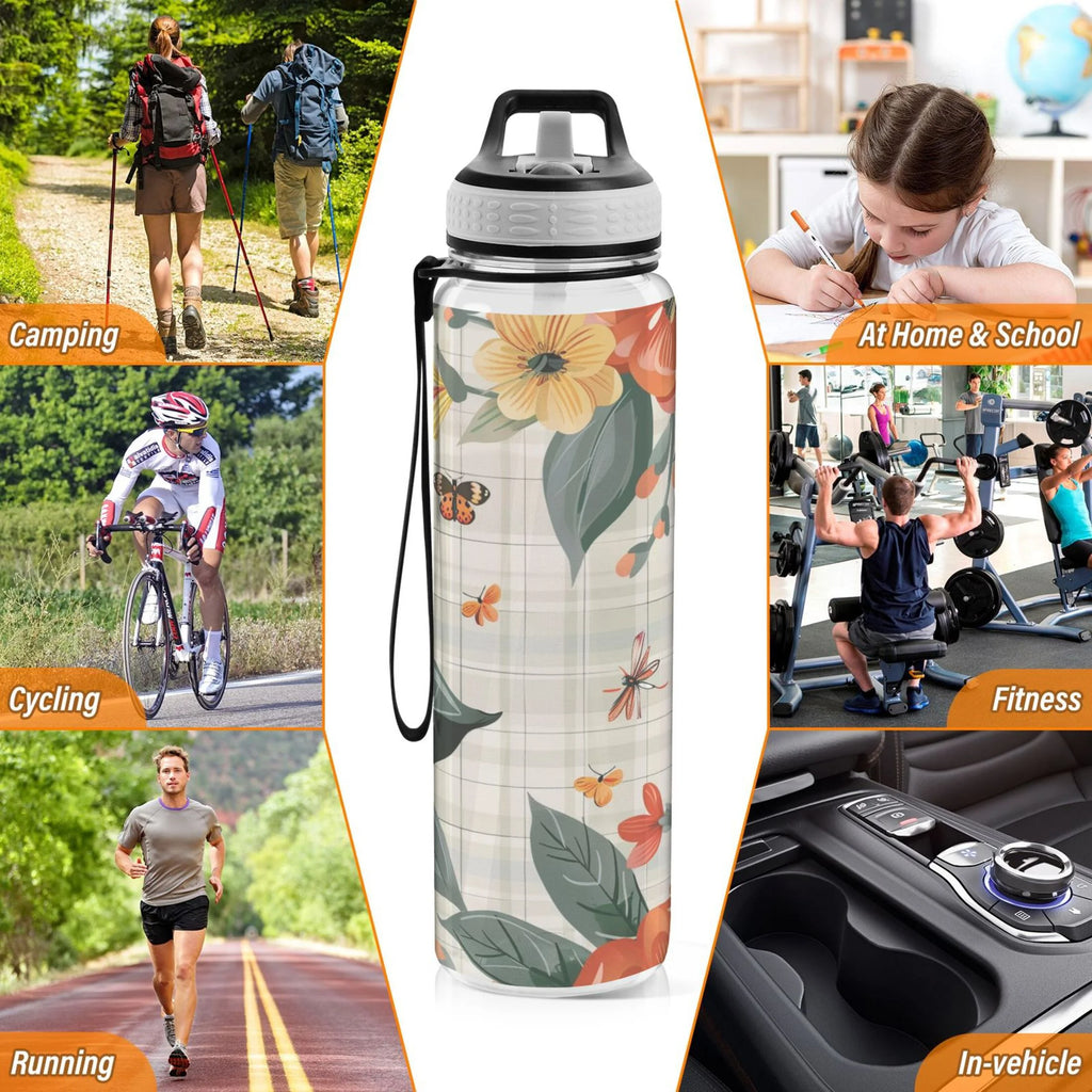 32oz Clear Triton Sports Water Bottle with Straw A4492