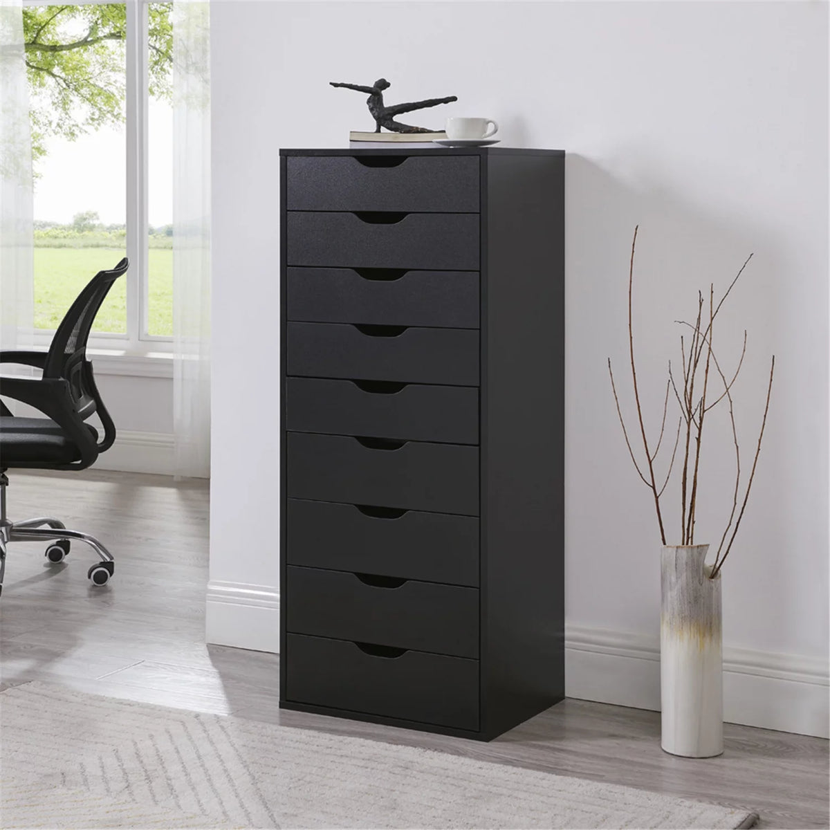 White 5 Drawer Storage Cabinet with Shelf K57533