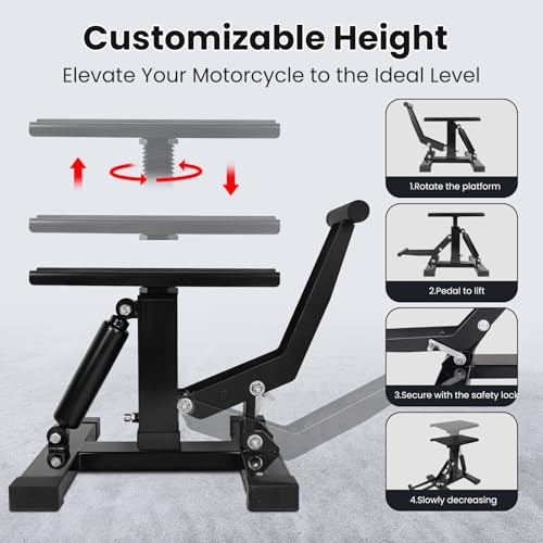 Heavy Duty Steel Hydraulic Motorcycle Jack Lift Stand 400 lbs Capacity I19858