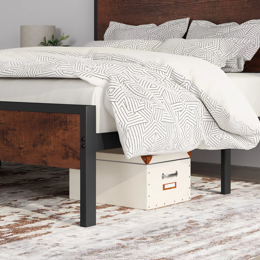 Queen Size Black Oak Headboard Bed Frame C454351