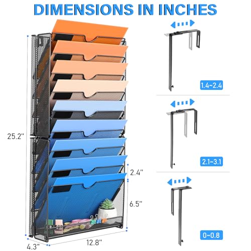 Black 10 Pockets Mesh Wall File Organizer F487