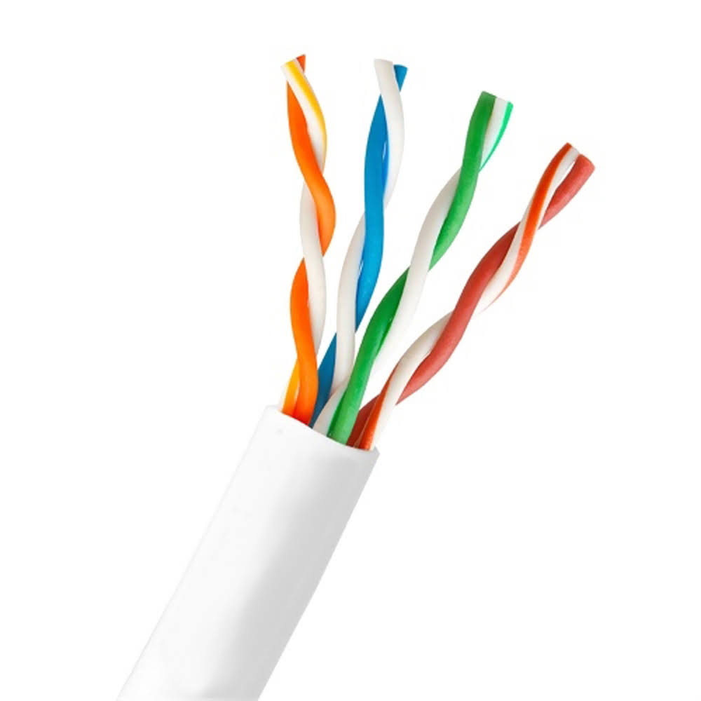 Cat5e UTP 24AWG Bare Copper 1000ft Solid White Bulk Cable Y589