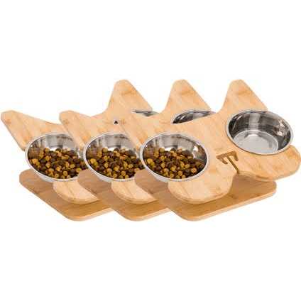 Elevated Dog Bowl Stand with Stainless-Steel Food and Water Bowls M38644