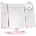 White Trifold Makeup Mirror with Lights W271