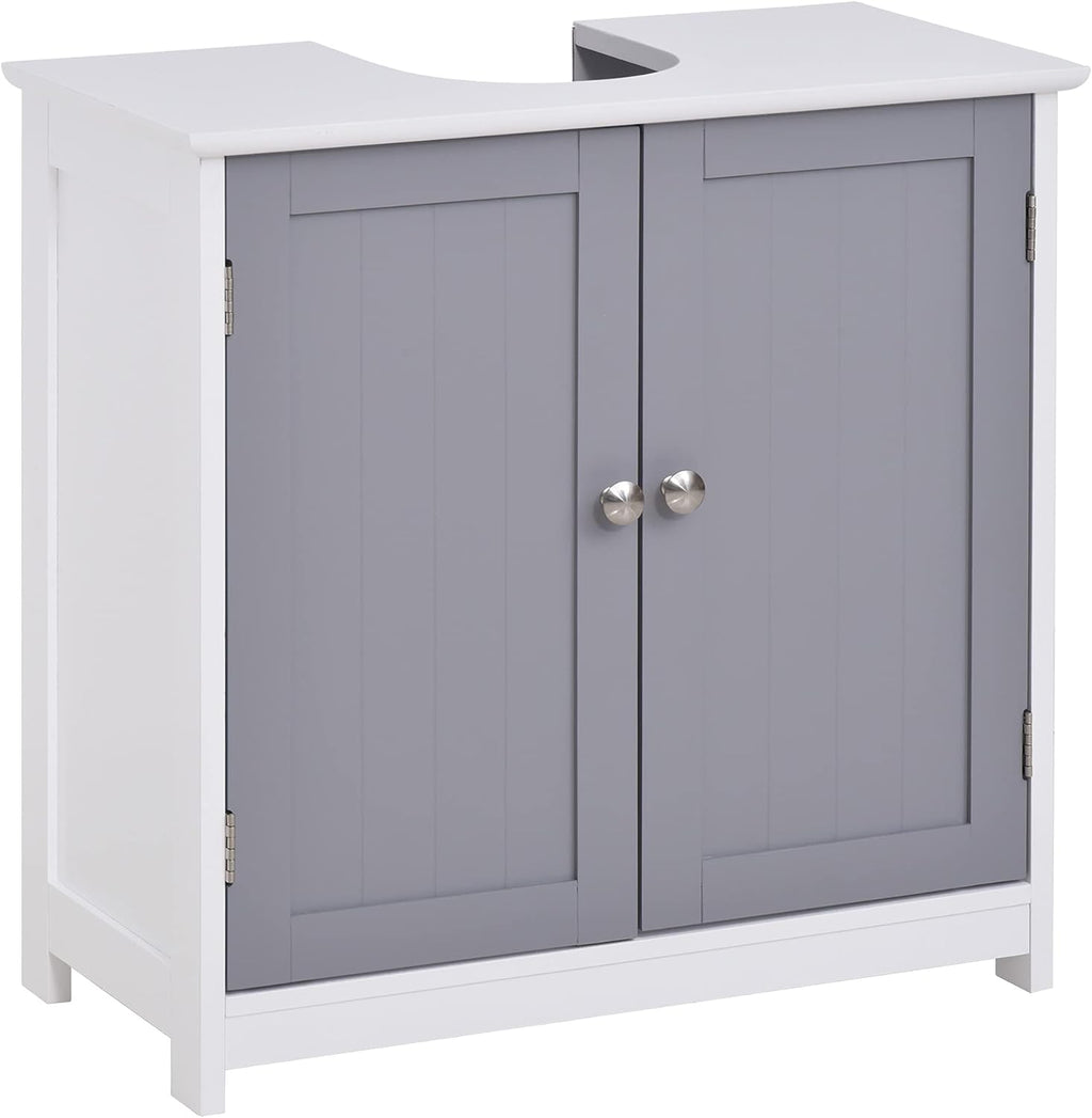 White and Grey Under-Sink Bathroom Vanity Cabinet K184583