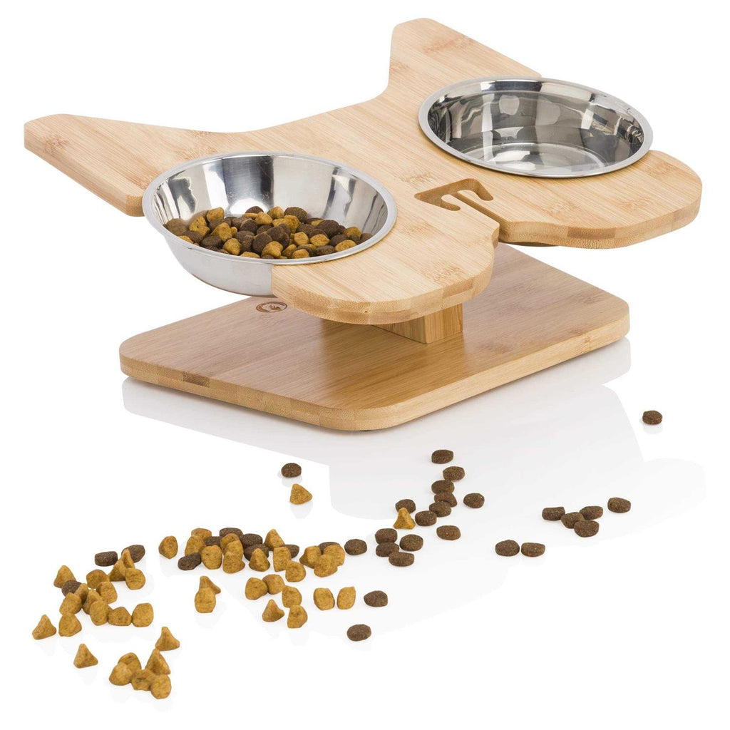Elevated Dog Bowl Stand with Stainless-Steel Food and Water Bowls M38644