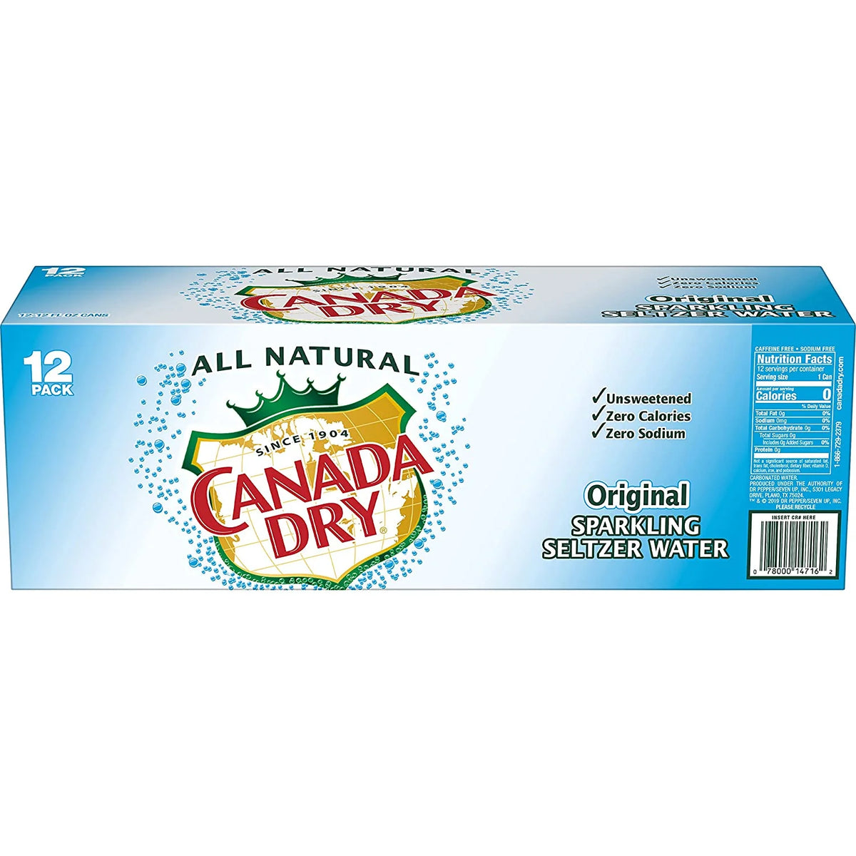 12 oz. Cans Sparkling Seltzer Water (Pack of 12) U740