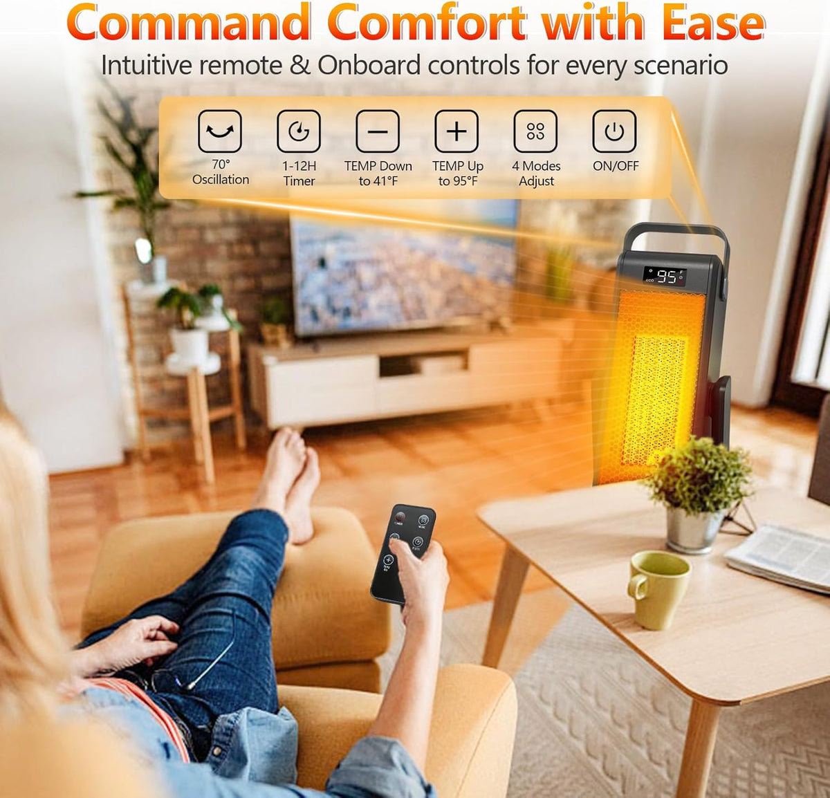 3D Oscillating Portable Electric Heater with Thermostat Z1314