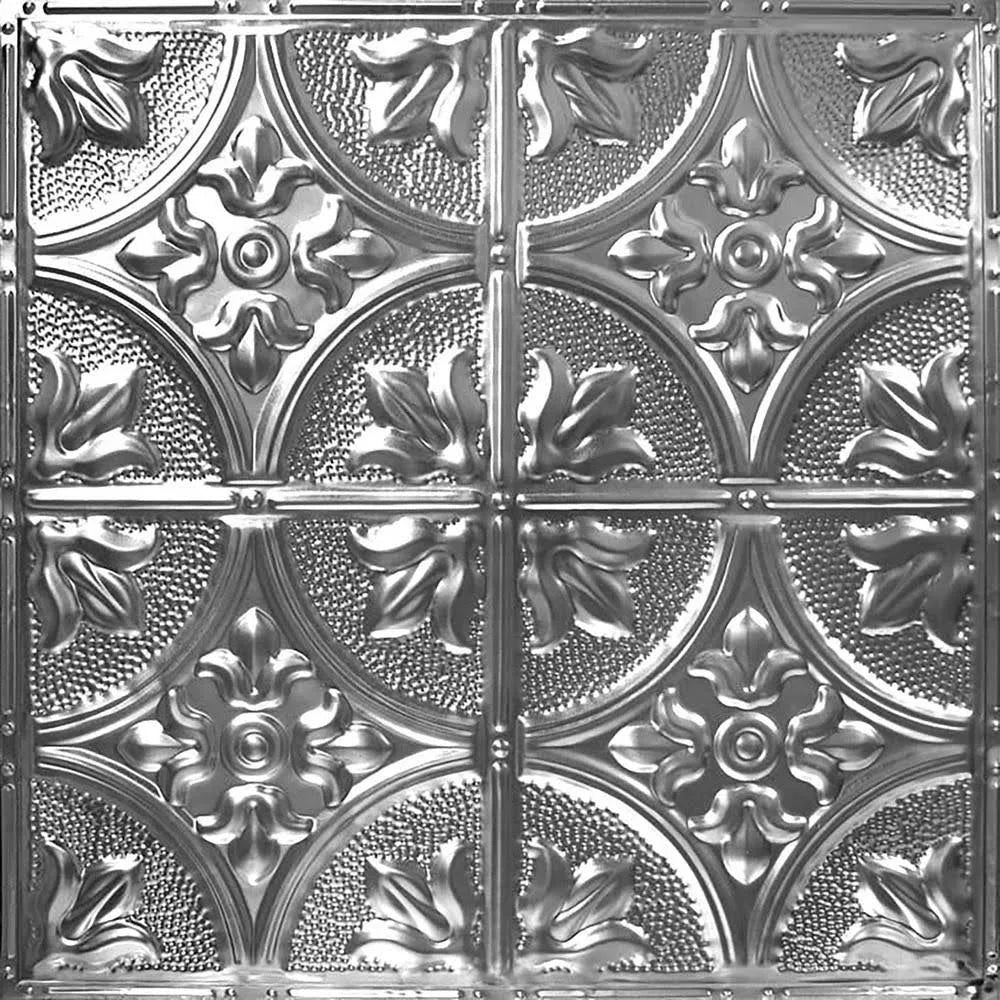 24-in x 24-in 5-Pack Brushed Satin Nickel Metal/Tin Surface-Mount Panel Ceiling Tiles L493