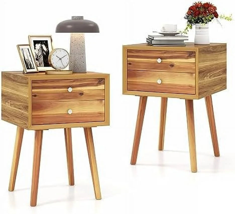 White 2 Drawer Wooden Nightstand C758666