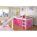 Twin Size Tent Loft with Slide & Slat-Kits Mattress Ready White & Pink E419405