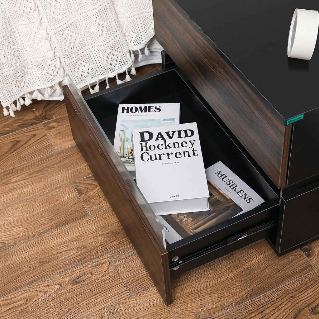 Brown High Gloss 2 Drawer Nightstand T89476