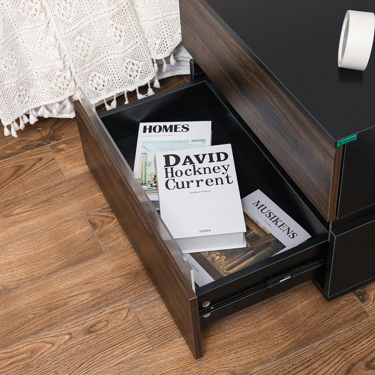 Brown High Gloss 2 Drawer Nightstand T89476