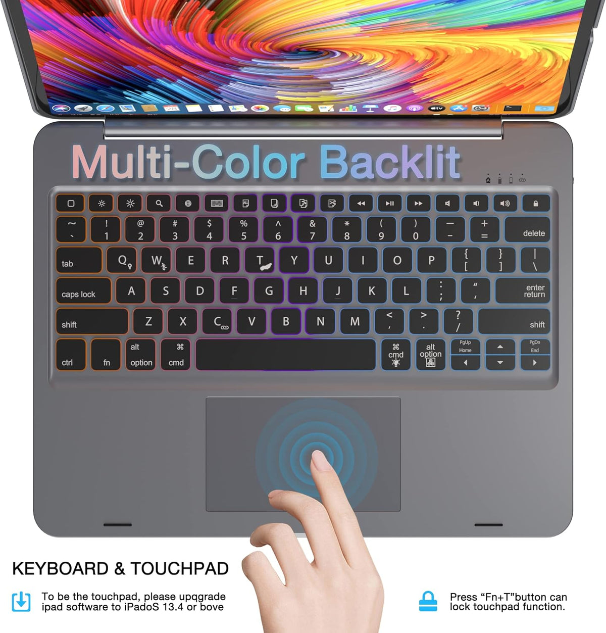 Keyboard Case for iPad Pro 12.9 inch with Trackpad, Detachable Bluetooth Keyboard Case I12258