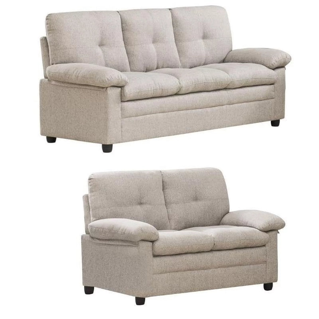 2 Piece Beige Hardwood Sofa and Loveseat Set G5927
