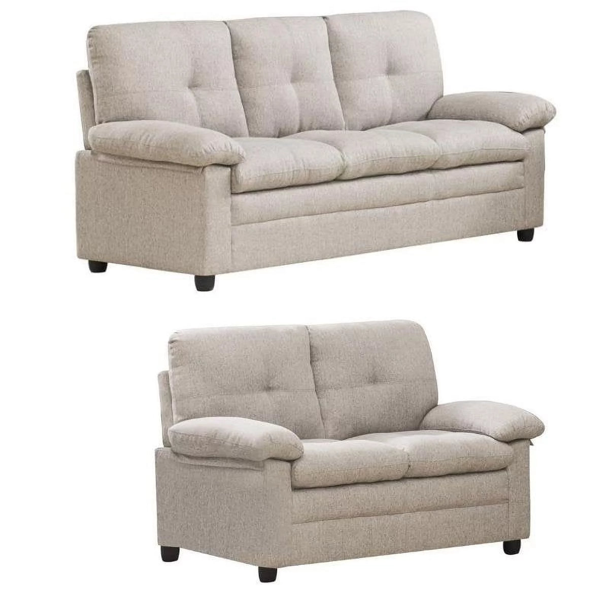 2 Piece Beige Hardwood Sofa and Loveseat Set G5927