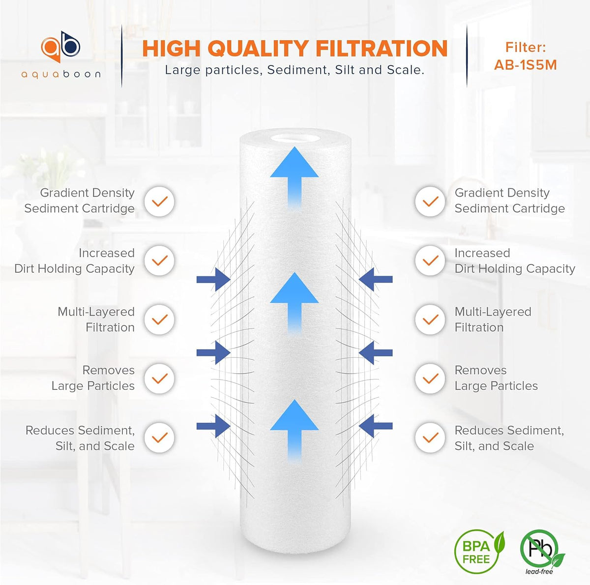 5 Micron 10 Sediment Water Filter Replacement Cartridge D21900