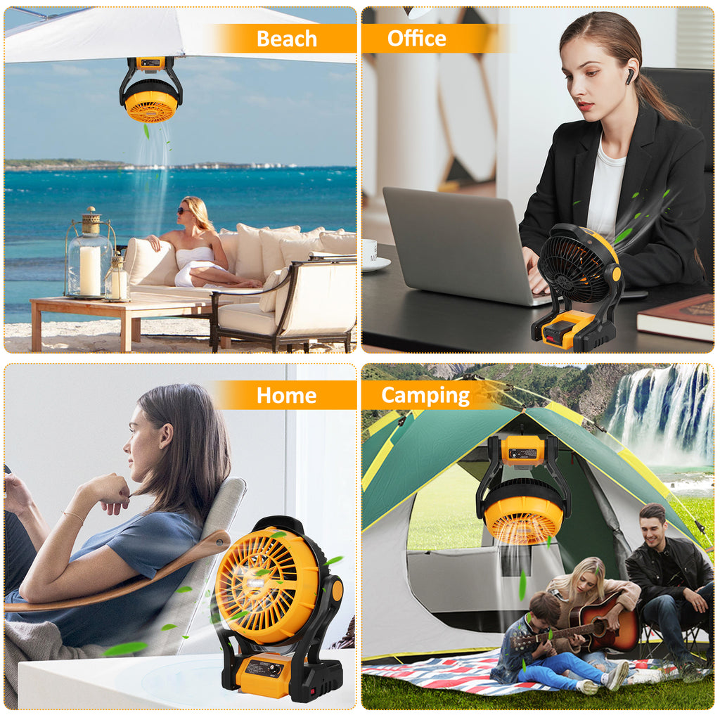 Rechargeable 8 Inch Camping Fan with LED Lantern U452701