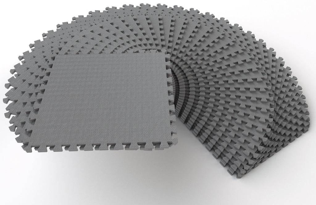 1 In. Thick EVA Foam Interlocking Exercise Mat, 18 Piece, Black E930