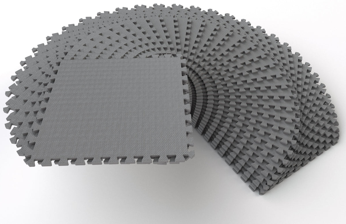1 In. Thick EVA Foam Interlocking Exercise Mat, 18 Piece, Black E930