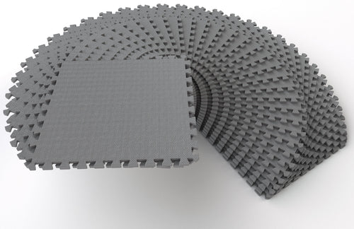 1 In. Thick EVA Foam Interlocking Exercise Mat, 18 Piece, Black E930