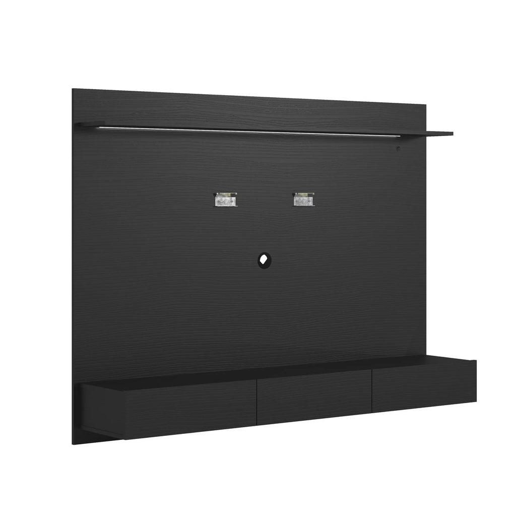 70" Black Floating TV Stand with LED Lights and Drawers C6324