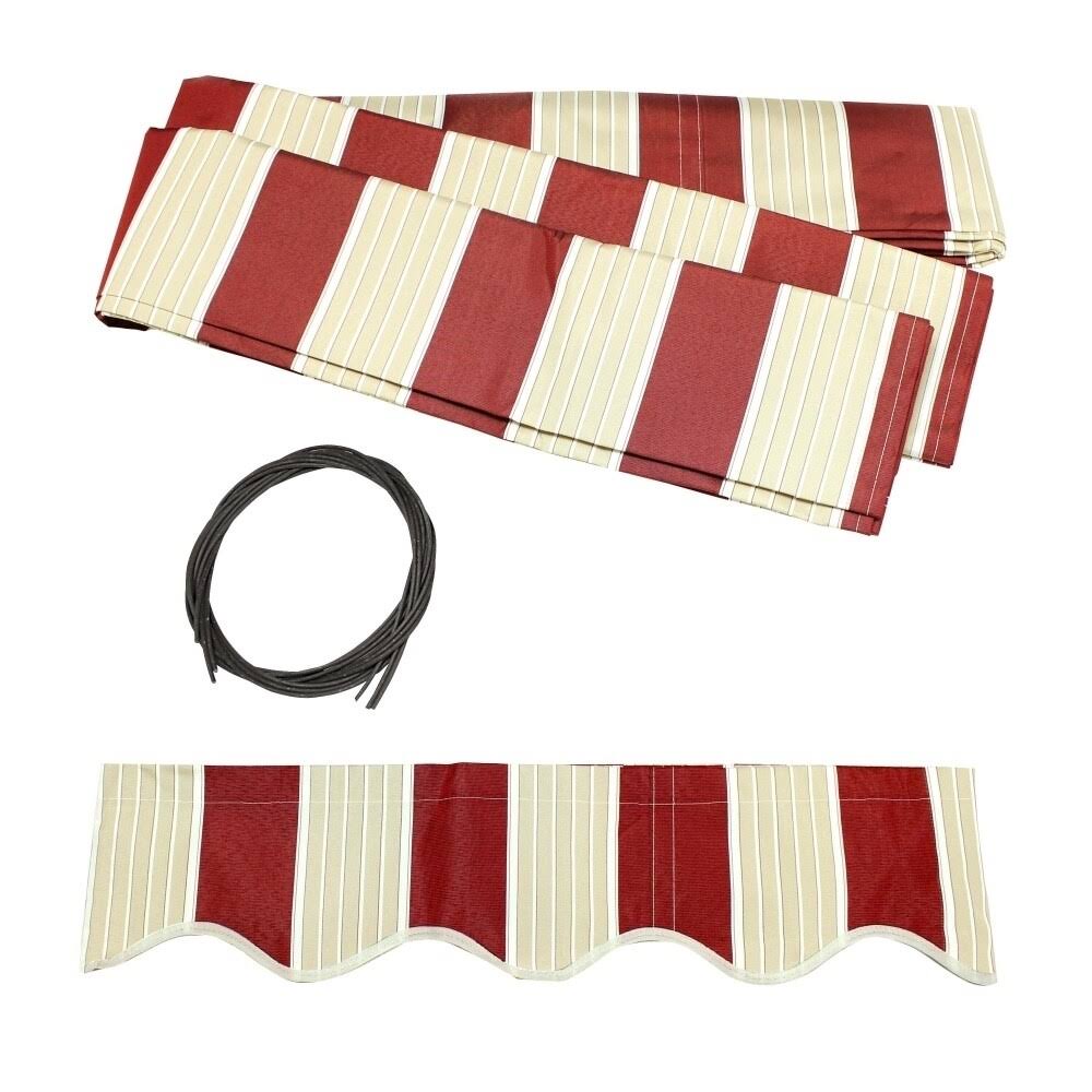 Retractable Motorized Patio Awning, 20 x 10, Multi Stripe Red L99724