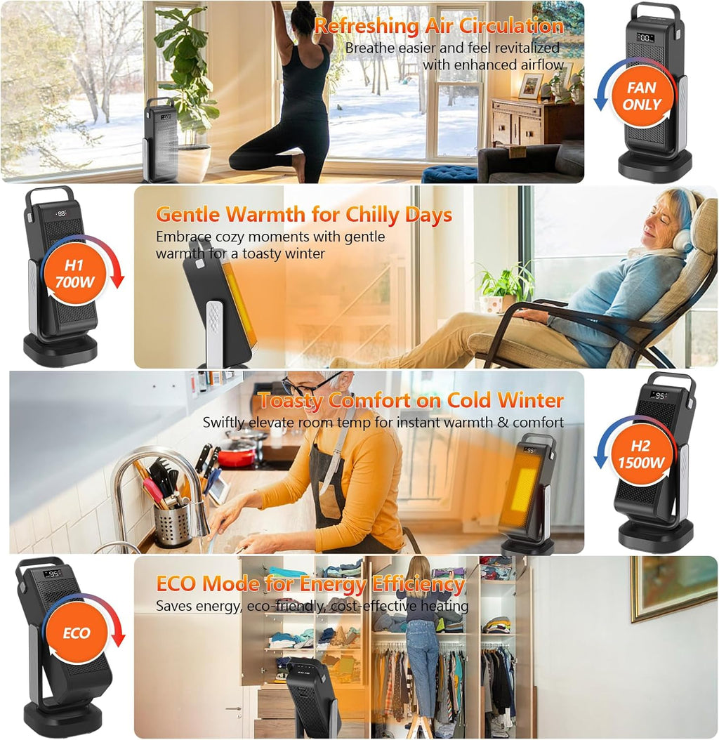 3D Oscillating Portable Electric Heater with Thermostat Z1314