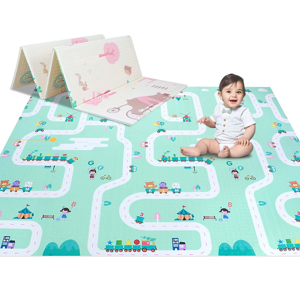 Reversible Non-Slip Waterproof Foam Baby Play Mat with Case, 6.5ft x 6ft I720