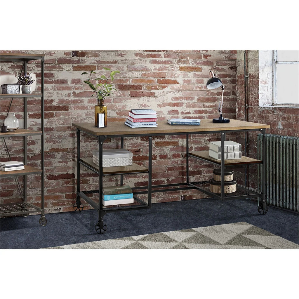 Metal Writing Desk in Pine Z162022