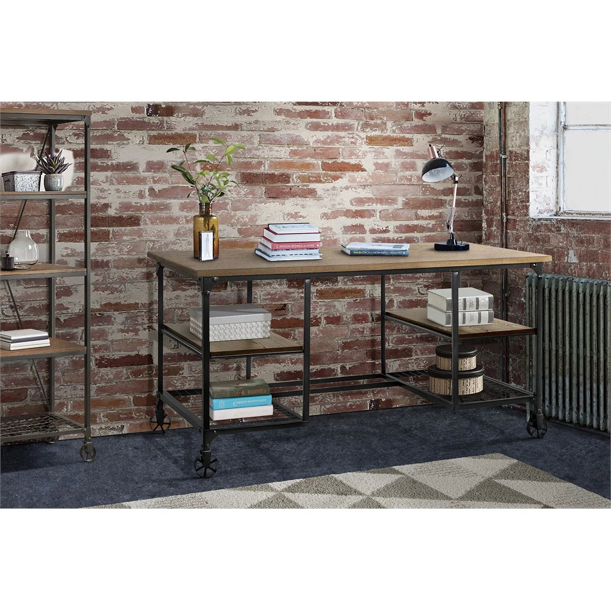 Metal Writing Desk in Pine Z162022