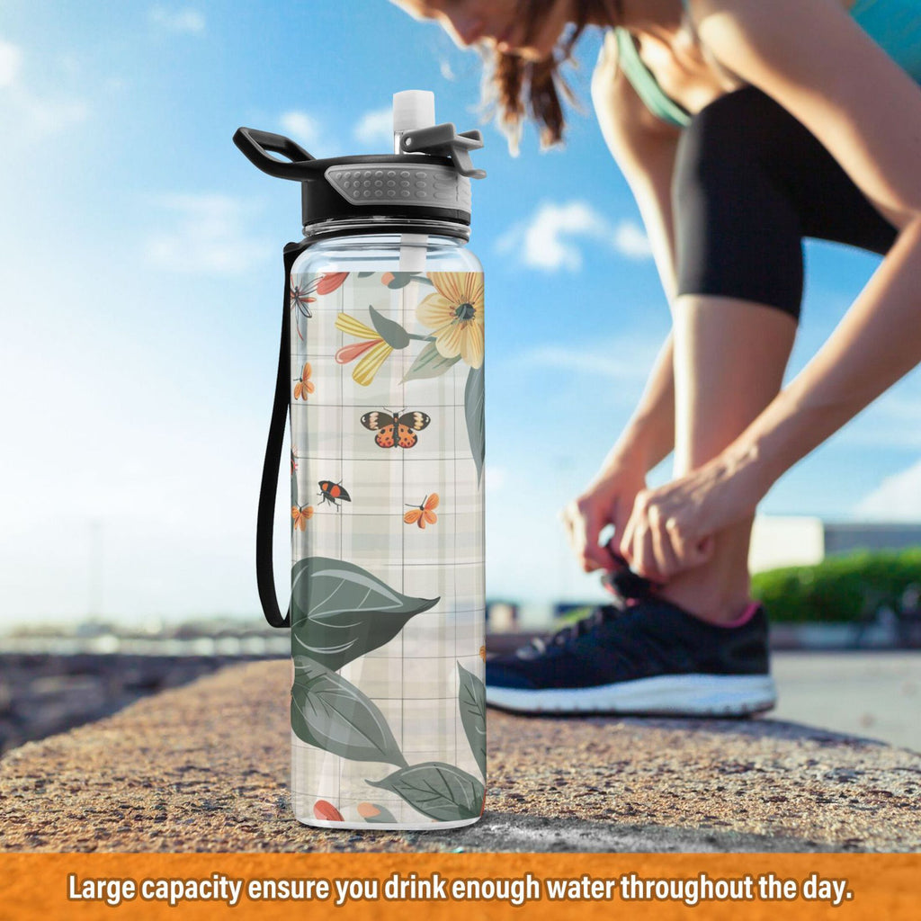 32oz Clear Triton Sports Water Bottle with Straw A4492