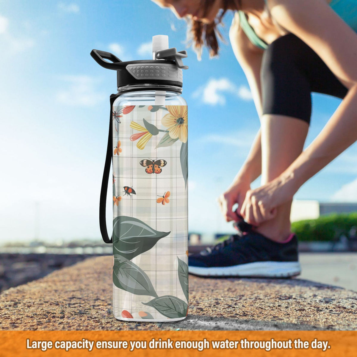 32oz Clear Triton Sports Water Bottle with Straw A4492