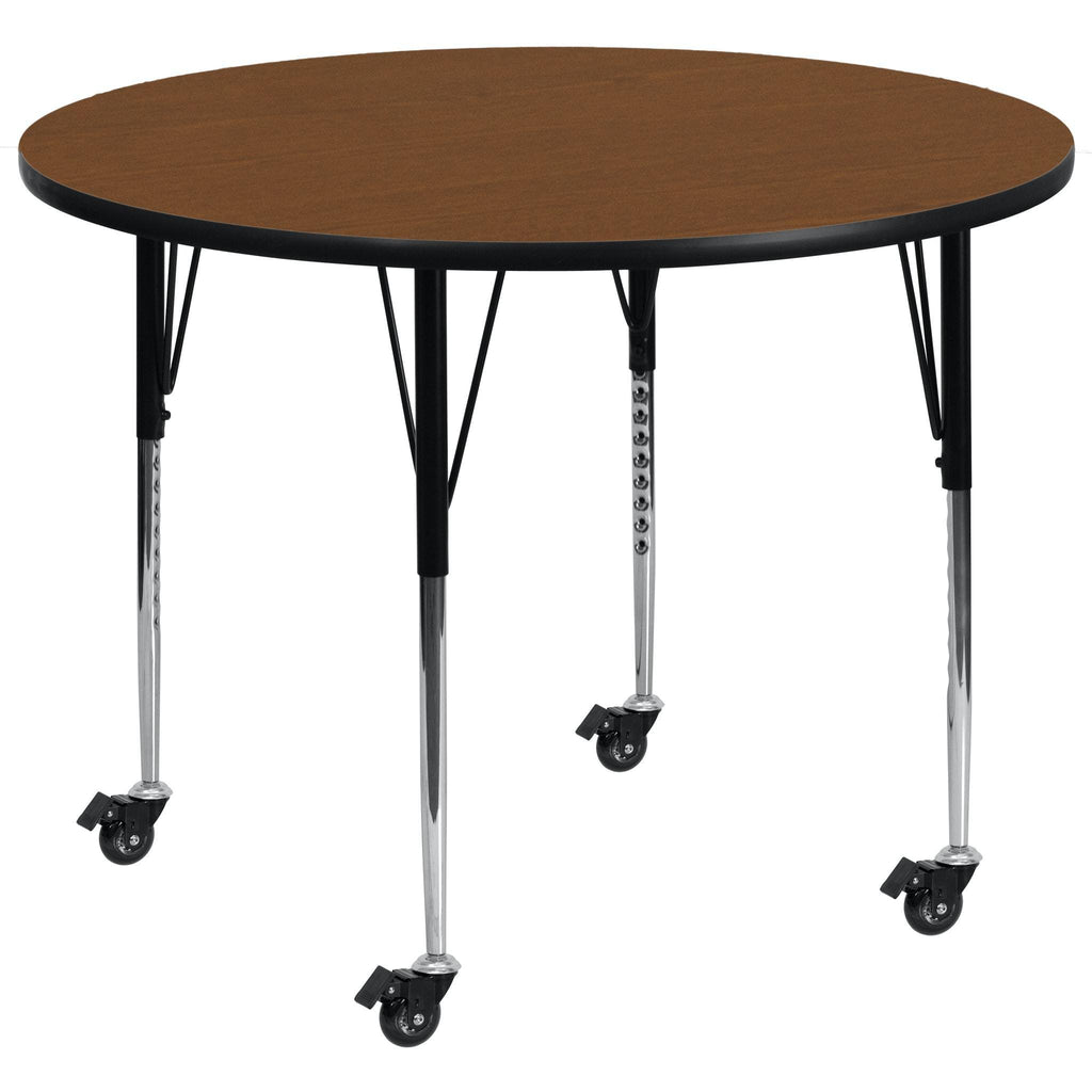 Mobile 48'' Round Oak Laminate Activity Table J70470