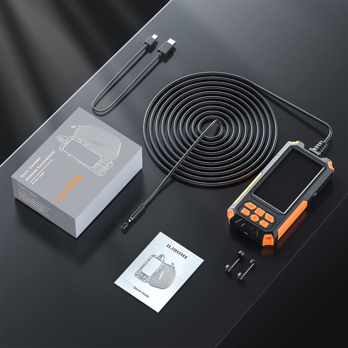 7.9mm 1080P Dual Lens Borescope Endoscope Camera with 4.5 IPS Screen Z52702