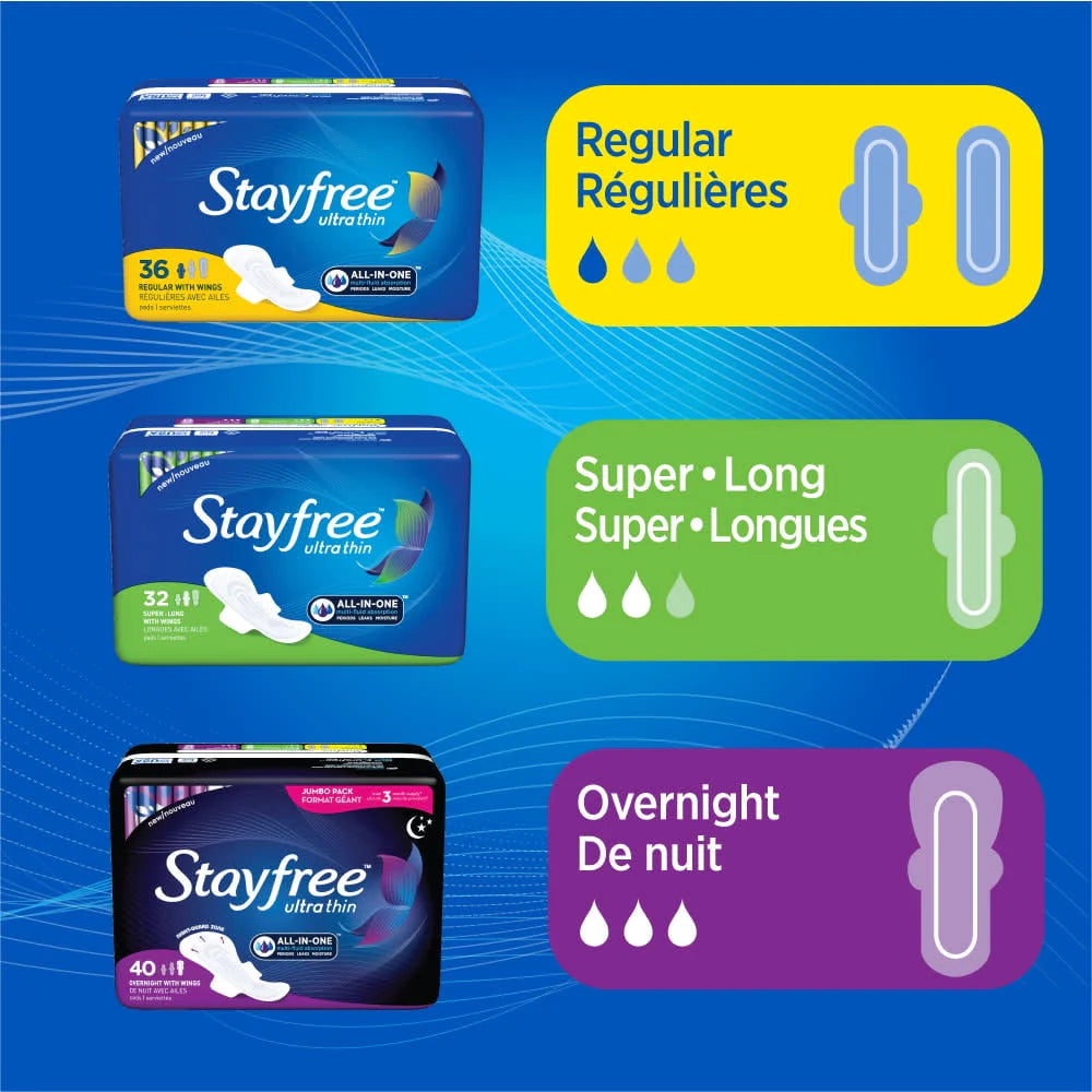 Ultra Thin Overnight Pads With Wings, 40 Ct D439
