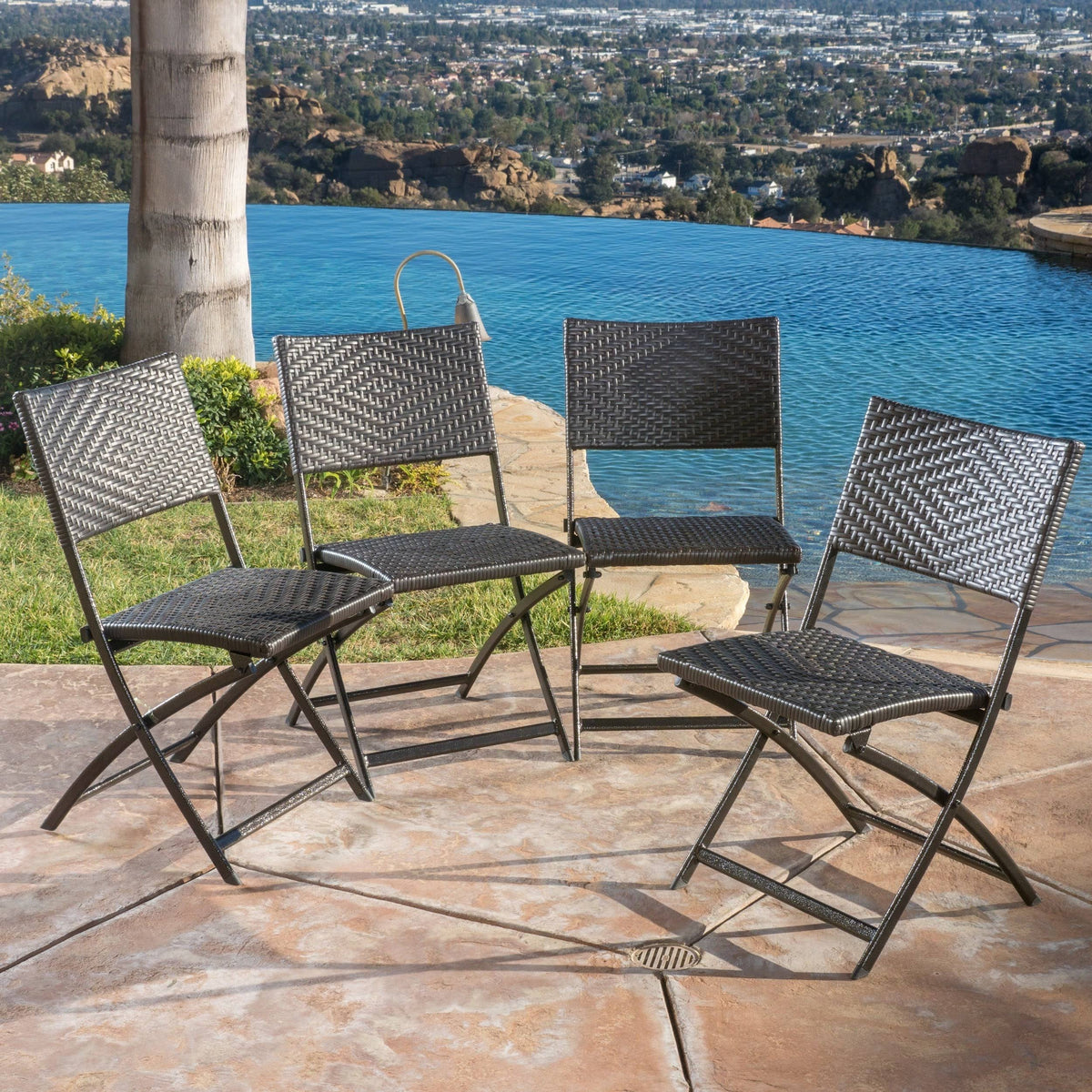 Brown Wicker Patio Folding Chairs 4 Count Z207004