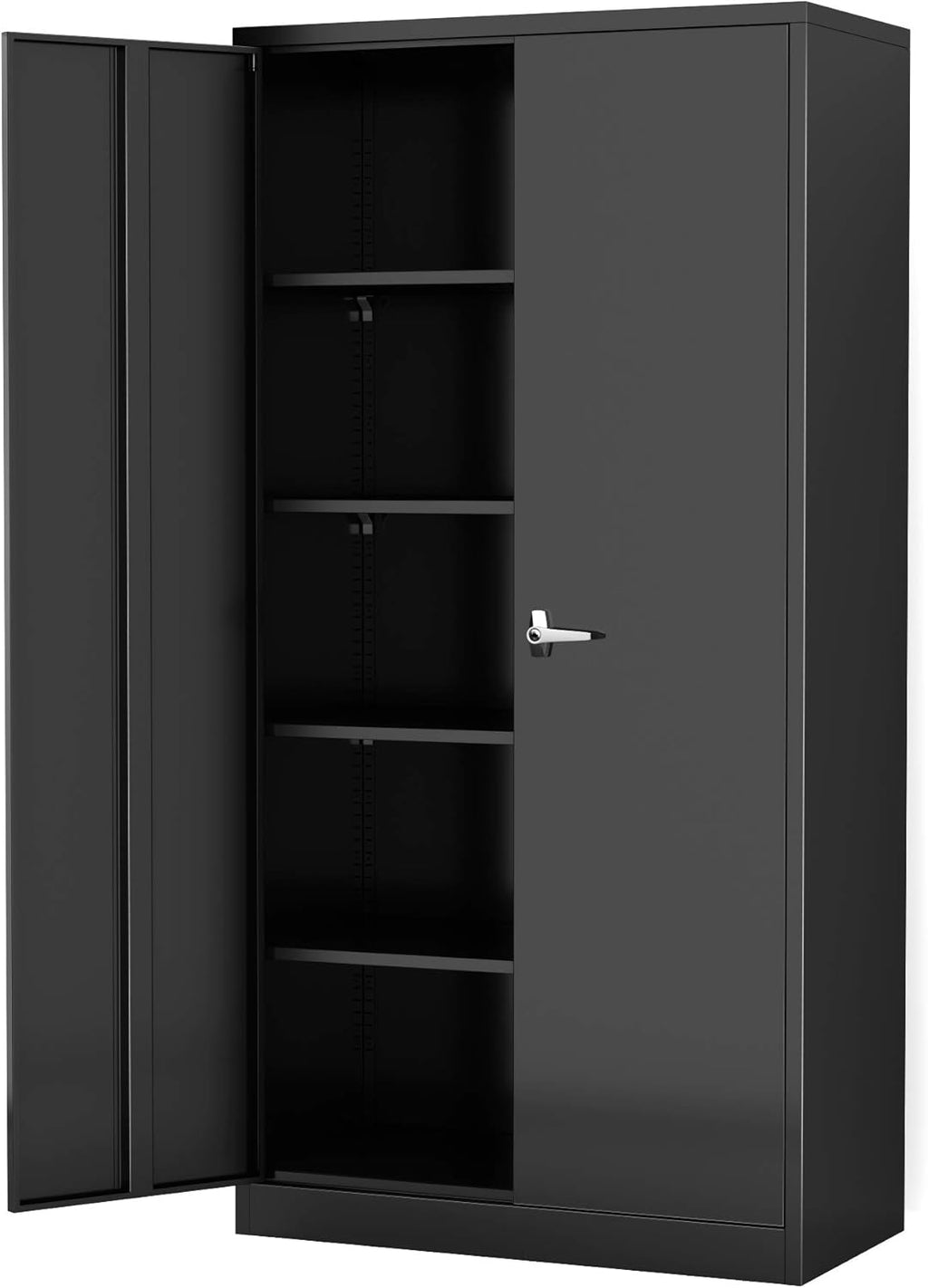 Black Metal Storage Cabinet with 4 Adjustable Shelves O301