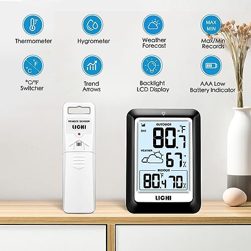Wireless Weather Station Thermometer Hygrometer with Backlight Display U895