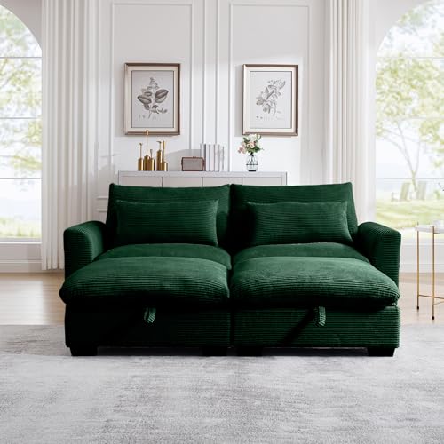 Brown Corduroy Ottomans for Modular Sectional Sofa L920