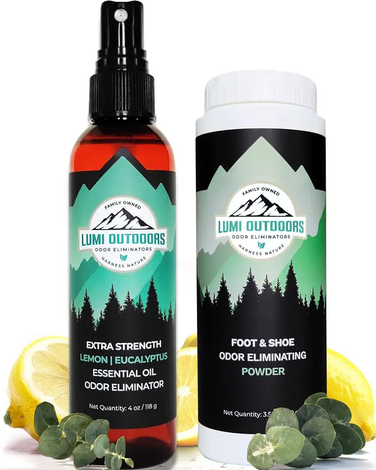 Natural Shoe Deodorizer Spray and Foot Powder Bundle Z9531