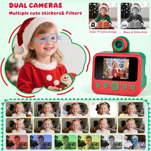 Kids Instant Print Camera with Carrying Bag, 1080P HD, 32GB Card, Pink H30730