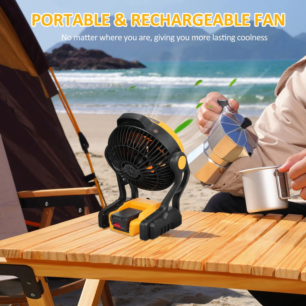Rechargeable 8 Inch Camping Fan with LED Lantern U452701