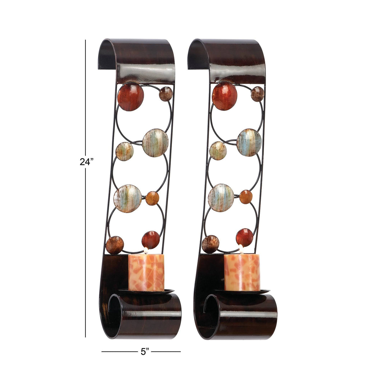 Set of 2 Metal Candle Sconce F4862