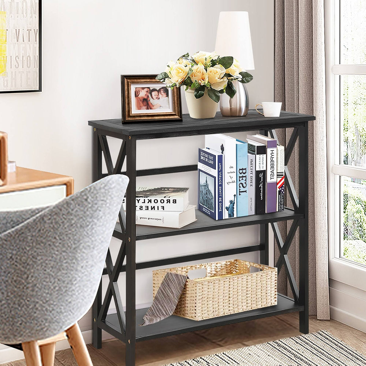 3-Tier Wooden Open Shelf Bookcase L742