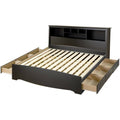 Black Wooden King Bookcase Platform Storage Bed D376387