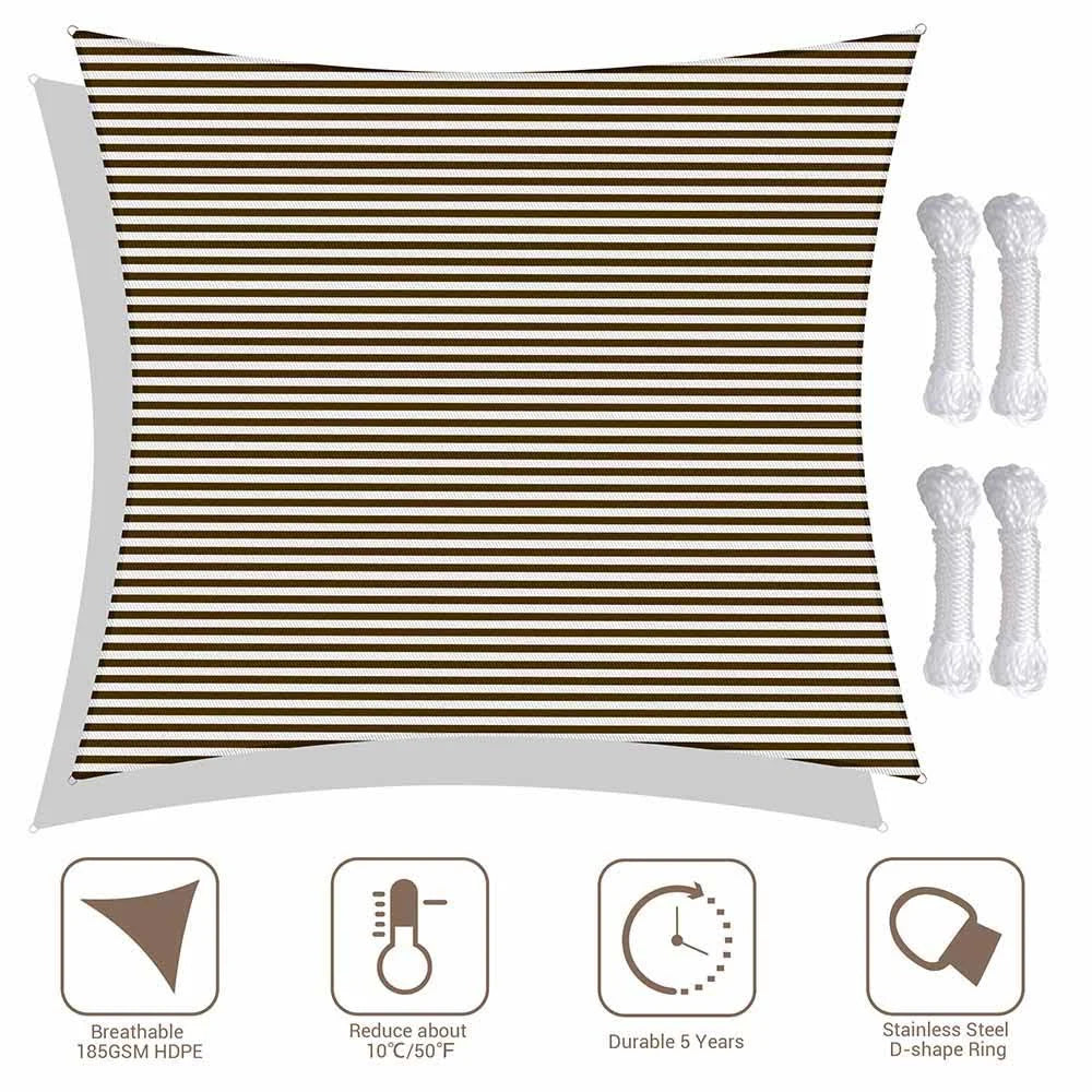 Brown White Rectangle Sun Sail Shade Canopy 22ftx23ft C163159