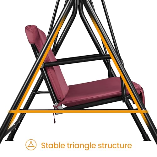 3-Seat Outdoor Swing Chair with Adjustable Canopy & Removable Cushion U7078